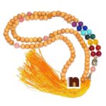 7 Chakra White Sandalwood | Chandan Mala With Agate Beads | Budha Charm Beads For Jaap & Meditation (8 MM)(1 Pc)
