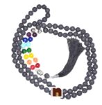 7 Chakra Lava Beads Mala With Agate Beads | Budha Charm Beads For Jaap & Meditation (6 MM)(1 Pc)