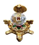 Tortoise | Turtle | Kachua with Crystal Ball & Naag Devta in Metal for Good Luck (1 Pc)