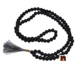 black agate, hakik mala, black hakik mala, black hakik, black, black hakik mala knotted