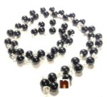 Black Agate | Hakik Mala In White Metal (54+1 Beads) (6 MM Approx) (1 Pc)