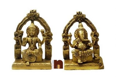 Shri Laxmi & Shri Ganesh Idol In Brass (10 cm)