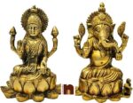 Shri Laxmi & Ganesh Idol In Brass (15 cm)