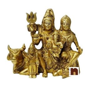 Shiv Parivar (Lord Shiva,Goddess Parvati,Ganeshji & Kartikeyan) In Brass (15 Cms)