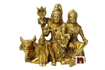 Shiv Parivar (Lord Shiva,Goddess Parvati,Ganeshji & Kartikeyan) In Brass (15 Cms)