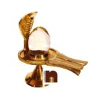 Crystal | Sphatik Shivling (20-25 Grams Approx) with Detachable Brass Jalheri and Brass Snake Hood Shiv Lingam (1 Pc)
