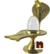 Crystal | Sphatik Shivling (40-45 Grams Approx) with Detachable Brass Jalheri and Brass Snake Hood Shiv Lingam (1 Pc)