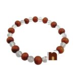 Wood & Crystal Round Beads Stretchable Bracelet ( 1 Pc)