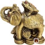 Feng Shui Money Frog On Elephant with Coins (6 Cms) (1 Pc)