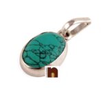 Turquoise | Firoza Stone Pendant In White Metal With Lab Certificate (7-7.5 Ct Approx) (1 Pc)