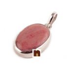 RhodoChrosite Gemstone Pendant In White Metal With Lab Certificate (7-7.5 Ct Approx) (1 Pc)