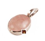 Rose Quartz Stone Pendant In White Metal Lab Certified (1 Pc)