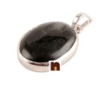 Black Rutalite Gemstone Pendant In White Metal With Lab Certificate (7-7.5 Ct Approx) (1 Pc)