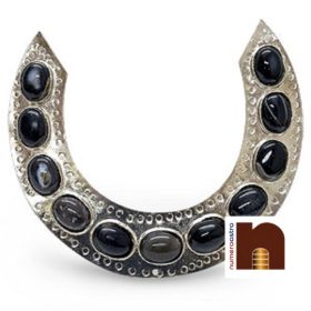 Horse Shoe Naal With Black Agate/Sulemani Hakik Stone (Pack of 1)