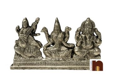 Shri Laxmi,Ganesh,Saraswati Ji Idol In Panchdhatu (7 cm)(1 Pc)