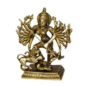 Mahishasur Mardini Goddess Durga In Brass- (15 cm) (1 Pc)