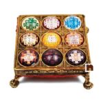 Shri Navgraha Shakti Yantra Chowki In Brass For Navgraha Shanti (10 cm) (1 Pc)