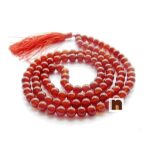 Original Red Hakik (Agate) Round Knotted Beads Mala (109 Beads) (8 MM) (1 Pc)