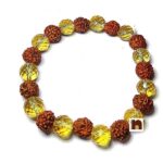 Rudraksha & Yellow Sapphire | Citrine Diamond Cut Bracelet (1 Pc)