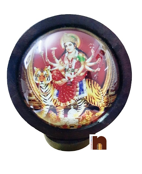 Goddess Durga | Sherawali Mata Idol for Car Dashboard (Wooden) (6.5 Cms) (1 Pc)