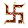 Swastik With Colourful Meenakari In White Metal Wall Hanging (18 Cms) (1 Pc)