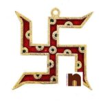 Swastik With Colourful Meenakari In White Metal Wall Hanging (18 Cms) (1 Pc)