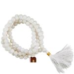 White Agate Round Beads Mala (109 Beads) (8 MM) (1 Pc)