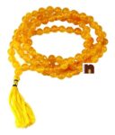 Yellow Agate | Hakik Round Beads Knotted Mala (108 Beads) (1 Pc)