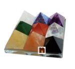 Nine | 9 Stones Pyramids On Glass Plate For Vastu Correction (4.5 Cms) (1 Pc)