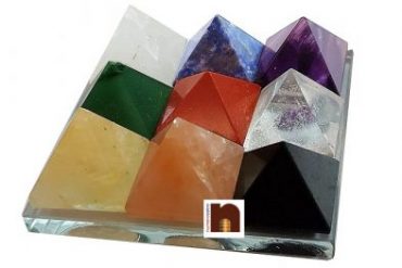 Nine | 9 Stones Pyramids On Glass Plate For Vastu Correction (4.5 Cms) (1 Pc)