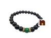 Black Agate | Hakik Stretchable Round Beads Bracelet With Malachite Bead For Men & Women (1 Pc)