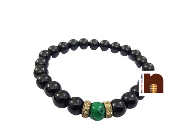 Black Agate Hakik Bracelet With Malachite wm