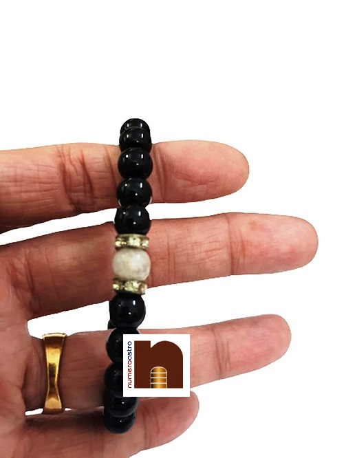 Black Agate Hakik Opal Bead Bracelet 2 wm