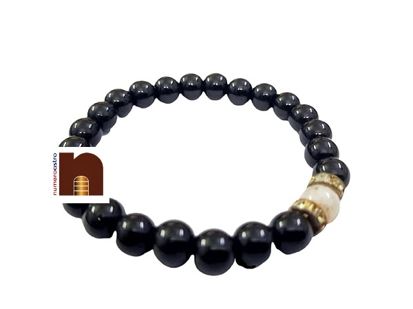 Black Agate Hakik Opal Bead Bracelet wm