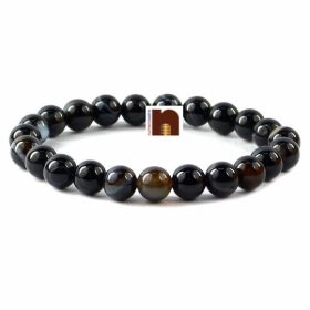 Black Sulemani Hakik Round Beads Bracelet (Stretchable) (8 MM) (1 Pc)