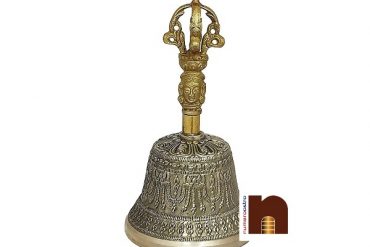 Brass Singing Tibetan Bell With Dorje Handle For Puja, Meditation & Spiritual Healing (13 Cms Approx) (1 Pc)