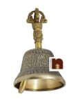 Brass Singing Tibetan Bell with Dorje Handle for Puja, Meditation & Spiritual Healing (18 Cms Approx) (1 Pc)
