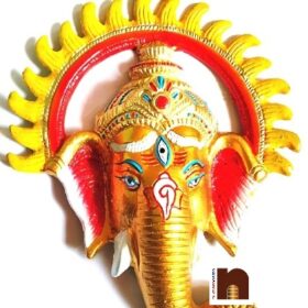 Beautifully Handcrafted & Coloured Lord Ganesha Face Wall Hanging (22 Cms) (1 Pc)