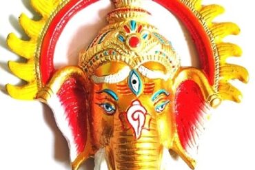 Beautifully Handcrafted & Coloured Lord Ganesha Face Wall Hanging (22 Cms) (1 Pc)