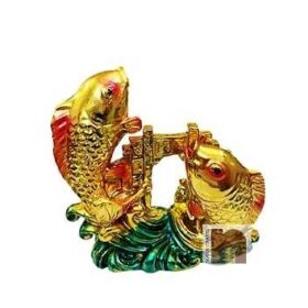 Feng Shui Fish | Double Fish | Good Luck Fish Showpiece in Polyresin (1 Pc)