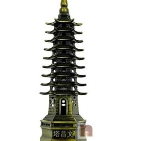 Feng Shui Educational Tower in Metal (Metallic Green Colour) (9 Layer) (1 Pc)