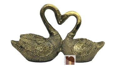 Feng Shui Love Birds | Mandarin Ducks Showpiece in Polyresin (Oxidized Golden) (1 Pc)