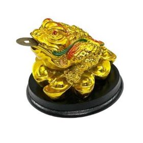 Feng Shui Three Leg Frog On Ingot with Coin for Good Luck (6 Cms Approx) (1 Pc)