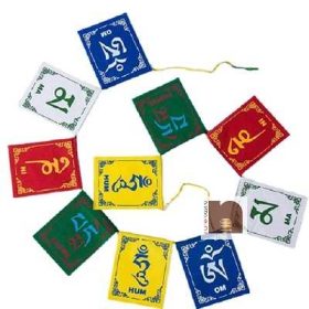 Tibetan Prayer Flags | Om Mani Padme Hum Mantra Flags (13 Cms) (Pack of 3)