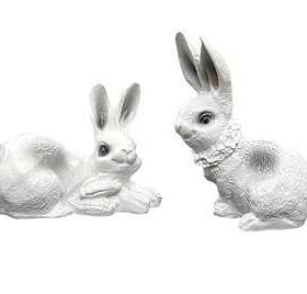 Feng Shui Vastu Rabbit Pair Showpiece in Polyresin for Good Luck (1 Set)