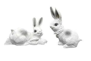 Feng Shui Vastu Rabbit Pair Showpiece in Polyresin for Good Luck (1 Set)