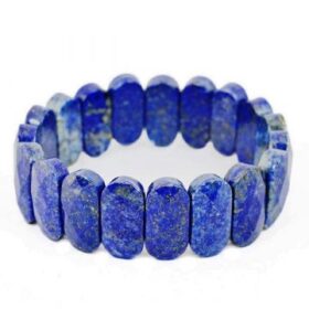 Lapis Lazuli Diamond Cut Stretchable Oval Shape Bracelet (1 Pc)