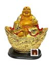 Feng Shui Laughing Buddha | Happy Man Sitting On Ingot (Height 12 Cms) (1 Pc)