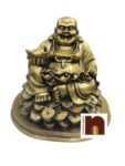 Feng Shui Laughing Budha | Buddha Sitting On Coins With Ingot In Hand Showpiece ( 5 Inches) (1 Pc)