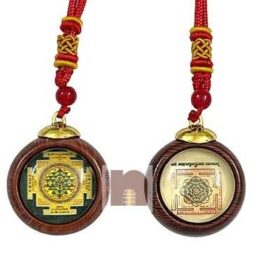 Shriyantra & Shri Mahamrityunjay Yantra Pendant In Wood & Glass For Men & Women (1 Pc)